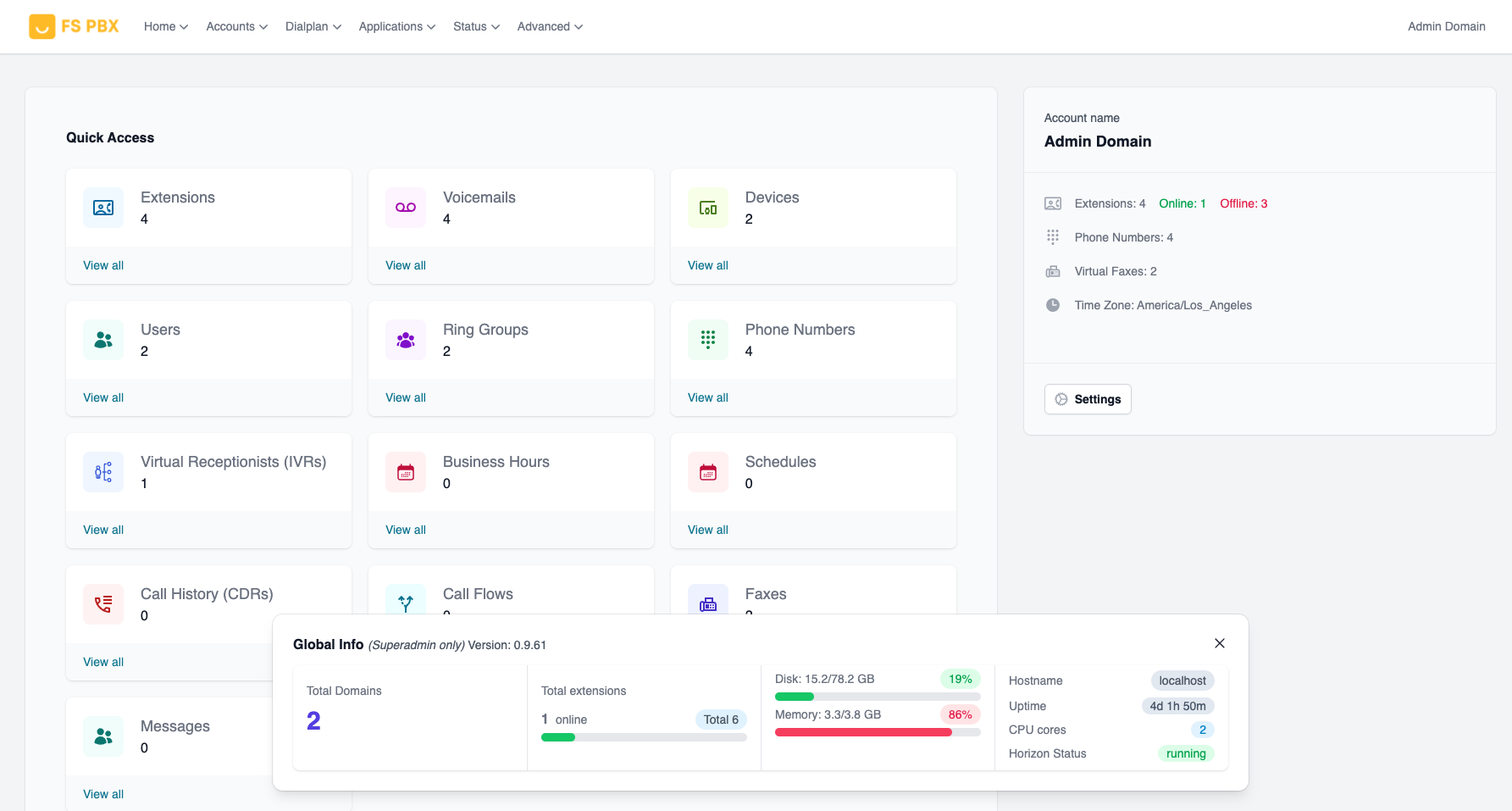 Dashboard screenshot
