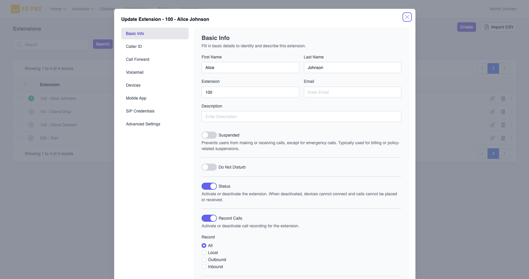 Extension Edit Screenshot