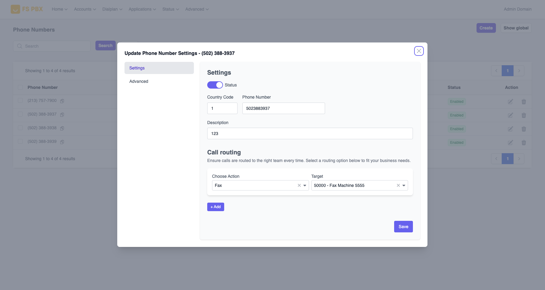 Phone Numbers Edit Screenshot